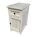1 Drawer 1 Door Chairside White with  Silver Top
