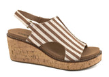 Carley - Tan White Stripe