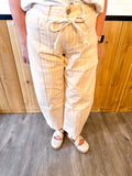Vervet High Rise Seamed Stripe Barrel With Tie