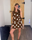 Wide Polka Dot Barrel Mini Dress