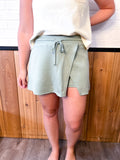 Wrap Front Elastic Waist Skort