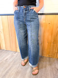 High Rise Fit Barrel Cuffed Jeans