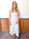Stripe Sweetheart Button Down Midi Dress