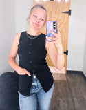 Round Neck Button Down Sleeveless Knit Vest