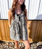 Printed Pleated V Neck Sleeveless Romper
