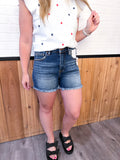 Tummy Control High Rise Fray Hem Shorts