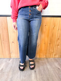 High Rise Crop Wide Button Up Jeans