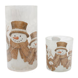 Tan Snowman Glass Jars