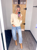 High Rise Crop Barrel Cuffed Jeans