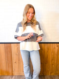 French Terry Color Block Exposed Seam Top