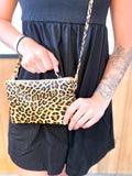 Riley Leopard 3 Compartment Crossbody/wristlet | Leopard-mustard