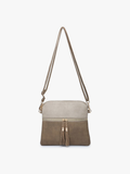 Tara Dual Zip Crossbody In Khaki/ Lt. Khaki