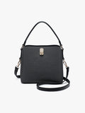 Allison Faux Canvas 3- Compartment Satchel In Black