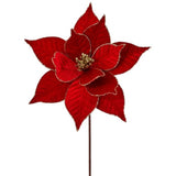 22" Velvet Leaf Poinsettia Stem