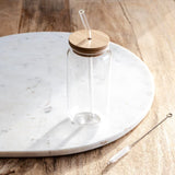 DRINK GLASS WITH LID, STRAW, BRUSH