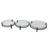 Wood Tray Oval Metal Handle White