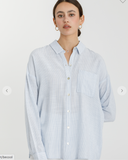 Hairline Stripe Button Down With Drop Shoulder