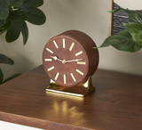 7" Leather Table Clock