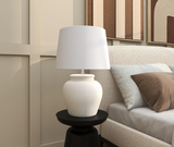 24" Cement White Table Lamp