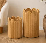 Rattan Basket with Scalloped Edge