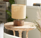 14" Wood Mahogany Log Table Lamp