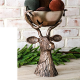 14.5" Ant. Gold Deer Head With Bowl