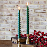 2 Pc Green Led Twist Taper Candle