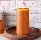 8" H. Wide Orange Led Pillar Candle