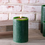 6" H. Wide Green Led Pillar Candle