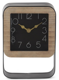 8.75 Inch Black Metal & Wood Rectangular Framed Square Clock