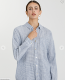 Hairline Stripe Button Down With Drop Shoulder