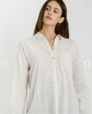 Hairline Stripe Button Down With Drop Shoulder
