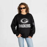 Green Bay Packers Bold Move Black Label Premium Fleece Drop Shoulder Crewneck