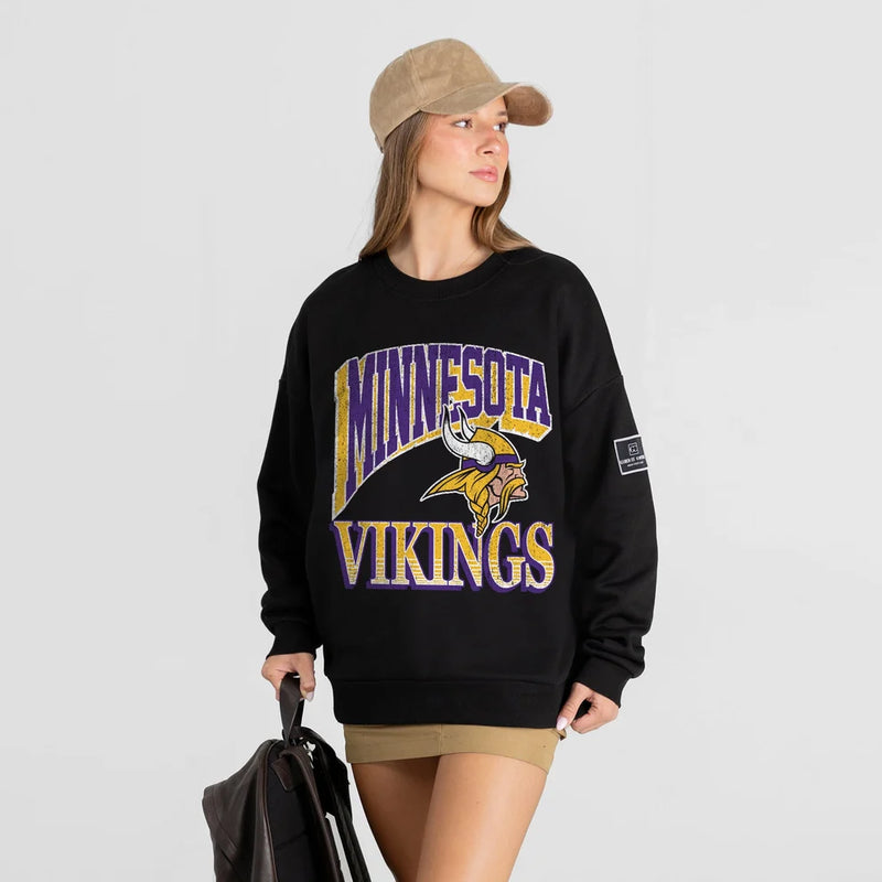 Minnesota Vikings Victory Prime Black Label Premium Fleece Drop Shoulder Crewneck