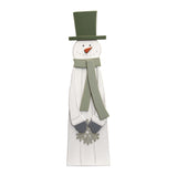 42 Inch Wood Snowman With Green Scarf