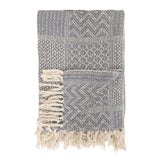 Grey Recycled Cotton Blend Knit Throw