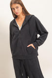 Waffle Knit Zip Up Hoodie