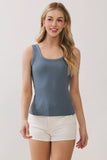 Scoop Neck Ribbed Sleeveless Tank Top