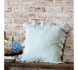 20" Lt Blue Stripe Ruffle Edge Pillow