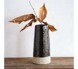 10.25" Blk/bge Ceramic Vase