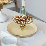 10 Round X 4-1/4h" Handmade Enameled Metal 2-tier Tray