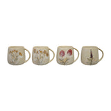 Stoneware Mug W Florals,Cream Multi Color
