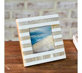 4 X 4 Beige Stripe Resin Photo Frame