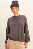 Mineral Washed Crew Neck Raglan Sleeve Sweatshirt
