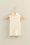 Ribbed Sleeveless High Neck Knit Top