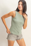 Ribbed Button Front Tank Top