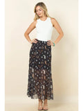 Western Elements Print Lined Full Mesh Skirt