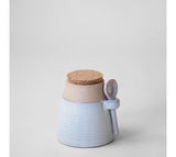 8" White Jar With Spoon