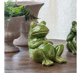 7.7" Green Sleeping Frog Statue