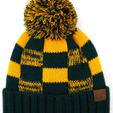 C.c Buffalo Check Team Color Beanie With Pom Winter Beanie